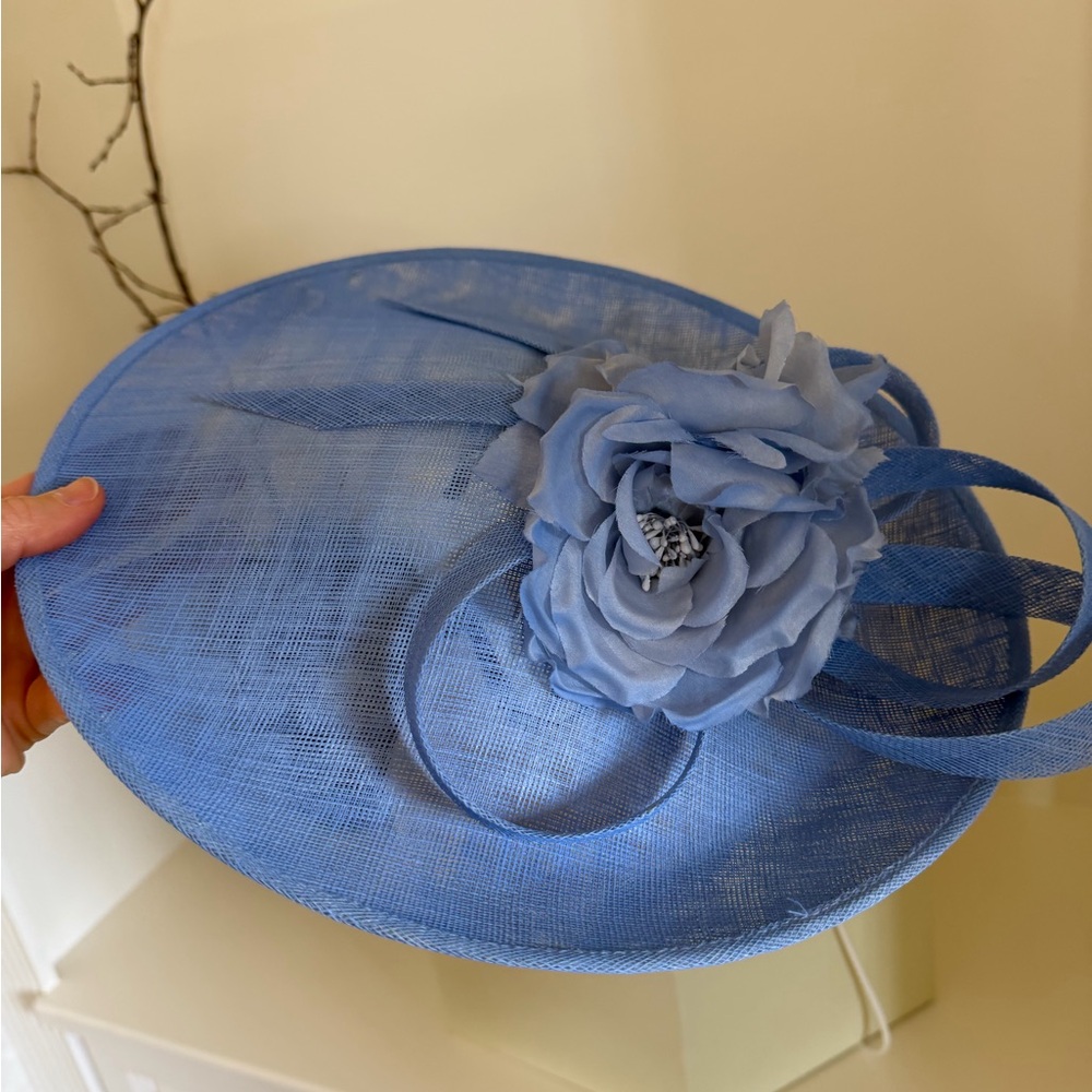 Custom Ruby Bose Elegant Blue Fascinator with Floral Accent